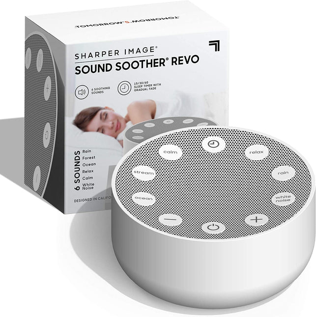 SHARPER IMAGE Sleep Therapy White Noise Machine, Soothing Nature Sounds for Baby Kid Adult, Portable Relaxation Wellness Meditation and Naps, Peaceful Rest Sleep Aid, Holiday Gift