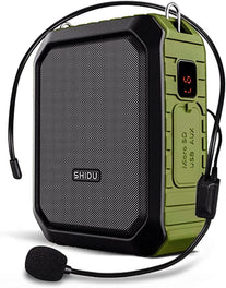 SHIDU Voice Amplifier for Teachers and Coaches18W Portable PA System Wired Mic Headset 4400Mah Rechargeable Battery (Working Time:12H) Bluetooth 5.0 & Waterproof Ipx5 for Teaching, Meeting,Speech