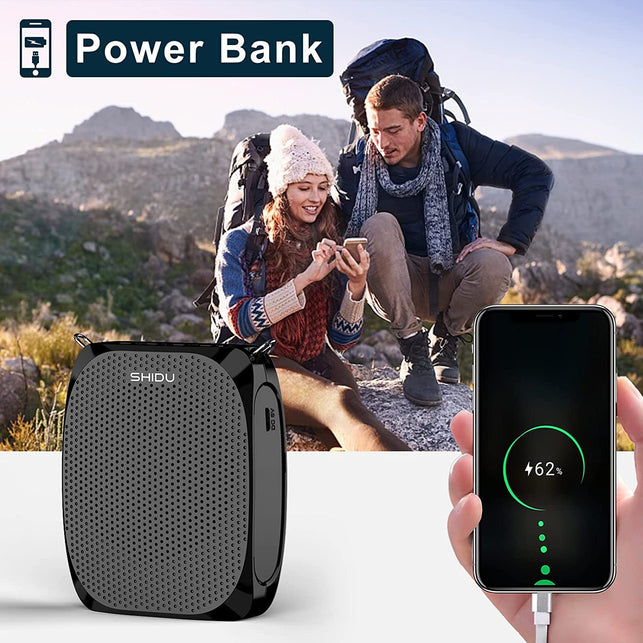 SHIDU Voice Amplifier for Teachers, Mini Voice Amplifier with UHF Wireless Microphone Headset, 10W Output 1800Mah Personal Portable Speaker Suitable for Coaches,Tour Guides, Promotions, Outdoors