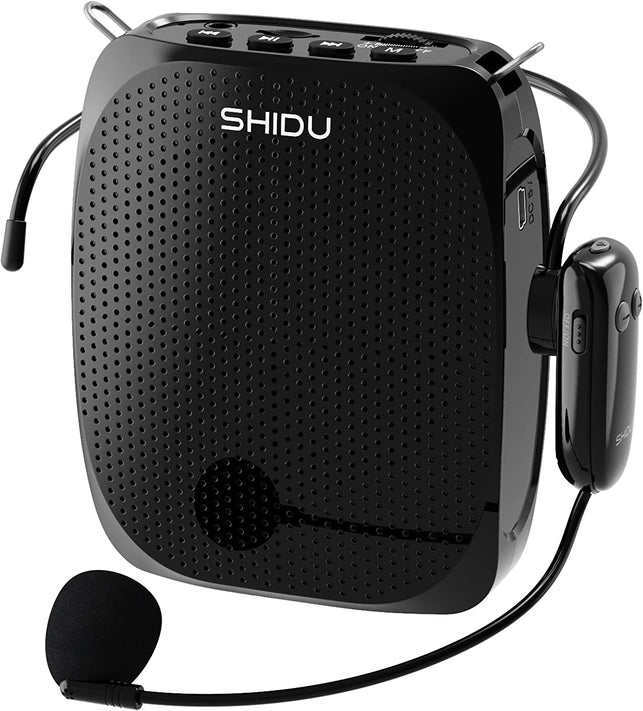 SHIDU Voice Amplifier for Teachers, Mini Voice Amplifier with UHF Wireless Microphone Headset, 10W Output 1800Mah Personal Portable Speaker Suitable for Coaches,Tour Guides, Promotions, Outdoors