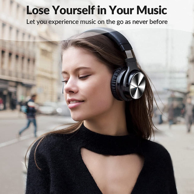 Silensys E7 PRO Active Noise Cancelling Headphones Bluetooth Headphones with Microphone Deep Bass Wireless Headphones over Ear, Comfortable Fit, 30H Playtime for Tv/Computer/Cellphone, Black