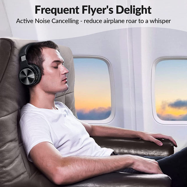 Silensys E7 PRO Active Noise Cancelling Headphones Bluetooth Headphones with Microphone Deep Bass Wireless Headphones over Ear, Comfortable Fit, 30H Playtime for Tv/Computer/Cellphone, Black