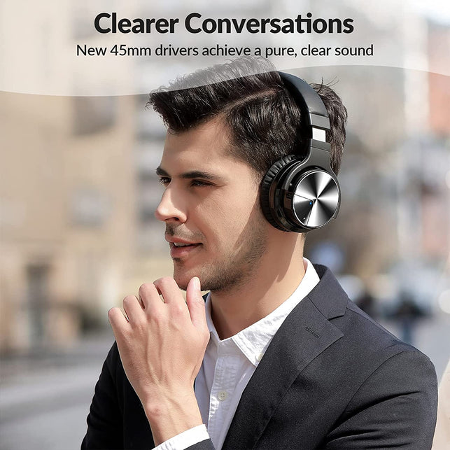 Silensys E7 PRO Active Noise Cancelling Headphones Bluetooth Headphones with Microphone Deep Bass Wireless Headphones over Ear, Comfortable Fit, 30H Playtime for Tv/Computer/Cellphone, Black