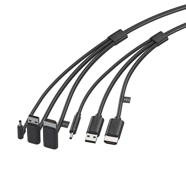 Skywin 3-In-1 round HTC Vive Compatible Cable - Replacement for HTC Vive 3 in 1 HDMI+USB+DC 5 Meter Cable for Linkbox and Headset Connection (16 Foot)