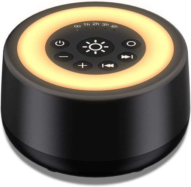 Sleepbox Sound White Noise Machine with 25 Soothing Sounds and 10 Colors Warm Night Light 4 Brightness Levels 32 Volume Levels 5 Timer and Memory Function Perfect for Baby Kids Adults Seniors Sleeping