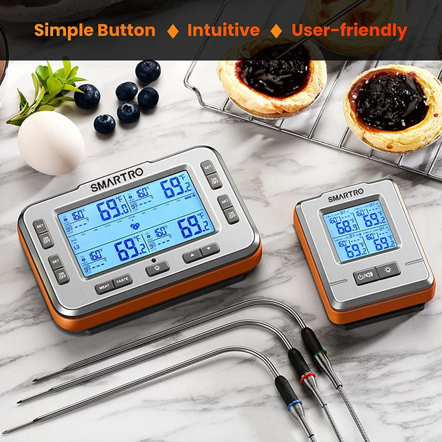 SMARTRO X50 Wireless Meat Thermometer 4 Probes 500Ft Long Range BBQ Alarm Thermometer for Smoker Grilling Kitchen Food Cooking Thermometer for Meat