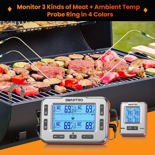 SMARTRO X50 Wireless Meat Thermometer 4 Probes 500Ft Long Range BBQ Alarm Thermometer for Smoker Grilling Kitchen Food Cooking Thermometer for Meat