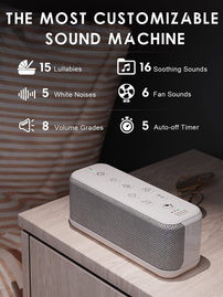 Sound Machine for Adults , USB Rechargeable White Noise Machine for Office Privacy & Noise Canceling, 42 Soothing Sound with Lullabies & Fan Sounds, Auto-Off Timer & 8-Level Volume Control