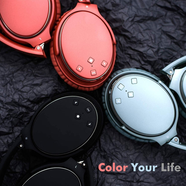 Srhythm NC25 Active Noise Cancelling Headphones Bluetooth 5.0,ANC Stereo Headset Over-Ear with Hi-Fi,Mic,50H Playtime,Voice Assistant,Low Latency Game Mode