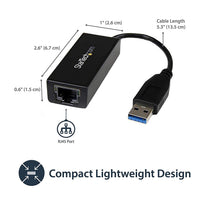 StarTech USB 3.0 to Gigabit Ethernet Adapter 10/100/1000 NIC Network USB 3.0 Laptop to RJ45 LAN (USB31000S)