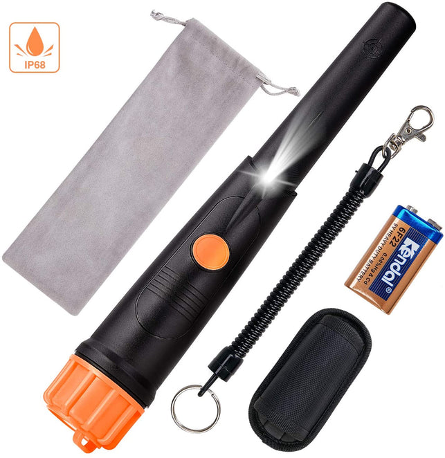 SUNPOW Metal Detector Pinpointer IP68 Waterproof Handheld Pin Pointer Wand with Belt Holster Treasure Hunting Tool Accessories, Buzzer Vibration Sound