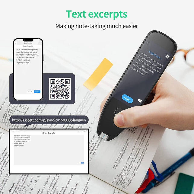 SVANTTO Pen Scanner, Text to Speech Device for Dyslexia, OCR Digital Highlighter Pen Reader, Exam Reading Pen for Students, Wireless Poliglu Language Translator Device