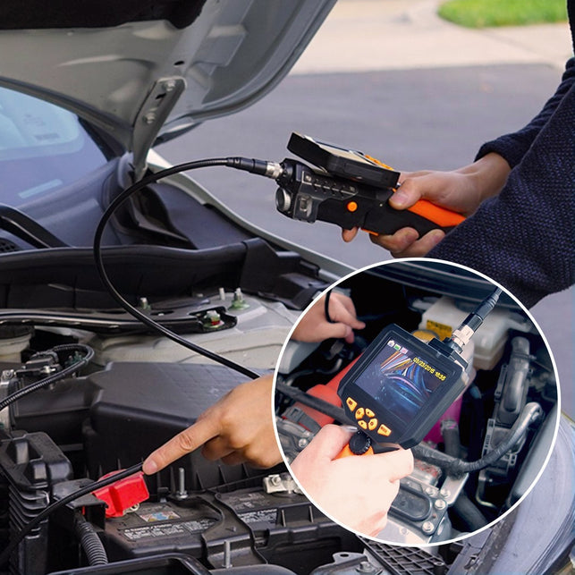 Teslong Classic Borescope 5m Semi Rigid Gooseneck Industrial Endoscope 3.5inch LCD Screen Inspection Camera with Tool Box, 6 LED Lights, 4X Zoom and D