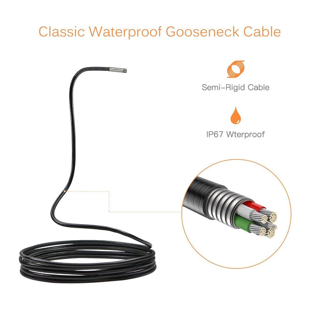 Teslong Classic Borescope 5m Semi Rigid Gooseneck Industrial Endoscope 3.5inch LCD Screen Inspection Camera with Tool Box, 6 LED Lights, 4X Zoom and D