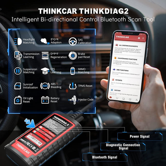 Thinkdiag2 All System Bidirectional Control OBD2 Diagnostic Scanner for Ios & Android, Bluetooth5.0 Intelligent Scan Tool with CAN-FD Protocol, Autovin, Active Test, 15+ Reset Functions, ECU Coding