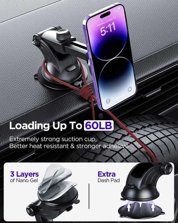 Tikeco Magnetic Wireless Car Charger, 15W Auto-Lock for Magsafe Car Charger Air Vent Dashboard Windshield Charging Car Mount for Iphone 14/13/12 Series and Magsafe/Magnetic Cases (With QC 3.0 Car Charger)