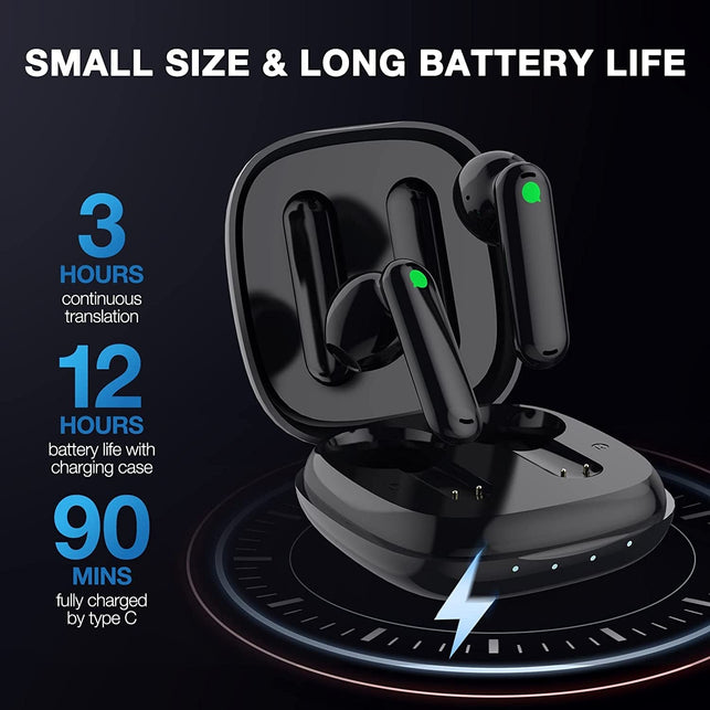 Timekettle WT2 Edge/W3 Translator Device Black-Bidirection Simultaneous Translation, Language Translator Device with 40 Languages & 93 Accent Online, Translator Earbuds with APP, Fit for Ios & Android