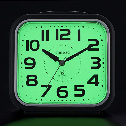 Tinload 5.5" Night Light Analog Alarm Clock Silent Non Ticking, Gentle Wake, Beep Sounds, Increasing Volume, Battery Operated Snooze and Manual Light, Easy Set (Best for Elder)
