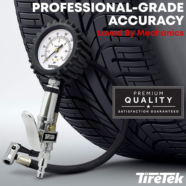 Tire Pressure Gauge with Inflator (170 PSI) - Air Pressure Gauge for Tires - Air Compressor Tire Inflator Attachment – Nozzle Tire Gauge Air Chuck
