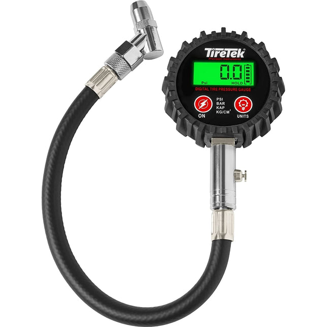 TIRETEK Digital Tire Pressure Gauge (0-200 PSI) - Heavy Duty Tire Gauge (Stainless Steel) - Motcertified ANSI - Easy to Read - Air Gauge Tire Pressure - Bike and Motorcycle Tire Pressure Gauge