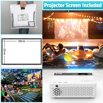 TMY Projector 7500 Lumens with 100 Inch Projector Screen, 1080P Full HD Supported Video Projector, Mini Movie Projector Compatible with T-V Stick HDMI