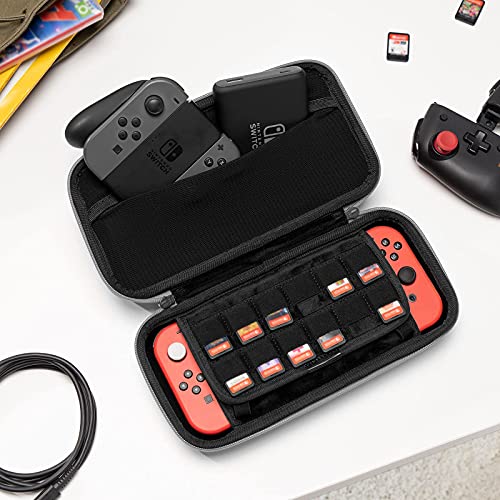 tomtoc Carrying Case for Nintendo Switch, Portable Travel Carry Storage Case Compatible with Switch Console, Pro Controller and 24 Game Cards, Protect