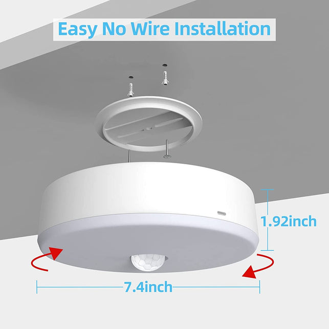 TOOWELL Motion Sensor LED Ceiling Light Rechargeable LED Closet Lights with USB Cable,Motion Sensor Light Indoor/Outdoor for Closet Stairs Porch Hallway Pantry Wall,Wireless Lights without Wiring