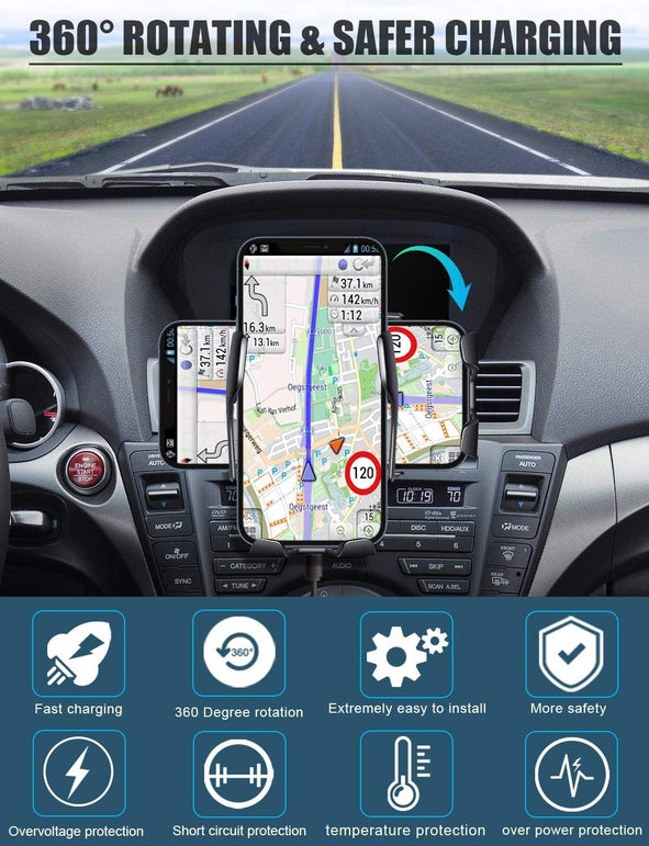 TopWan Wireless Car Charger,10W Qi Fast Charging Auto-Clamping Car Phone Mount Air Vent Phone Holder Compatible with Iphone 13/12/12Pro/Se/11/11Pro/11Promax/Xsmax/Xs/Xr,Samsung S10/S9/S8/Note10