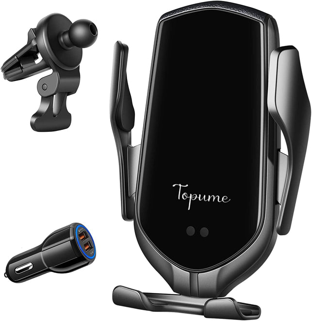 TopWan Wireless Car Charger,10W Qi Fast Charging Auto-Clamping Car Phone Mount Air Vent Phone Holder Compatible with Iphone 13/12/12Pro/Se/11/11Pro/11Promax/Xsmax/Xs/Xr,Samsung S10/S9/S8/Note10