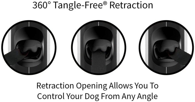 TUG Patented 360° Tangle-Free, Heavy Duty Retractable Dog Leash for Up to 110 Lb Dogs; 16 Ft Strong Nylon Tape/Ribbon; One-Handed Brake, Pause, Lock