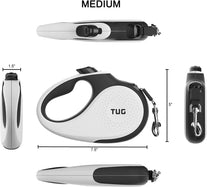 TUG Patented 360° Tangle-Free, Heavy Duty Retractable Dog Leash for Up to 110 Lb Dogs; 16 Ft Strong Nylon Tape/Ribbon; One-Handed Brake, Pause, Lock