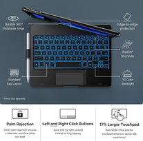 Typecase Touch Ipad 9Th Generation Case with Keyboard (10.2", 2021), Multi-Touch Trackpad, 10 Color Backlight, 360° Rotatable, Thin & Light for 8Th Gen (2020), 7Th Gen (2019), Air 3, Pro 10.5 (Black)