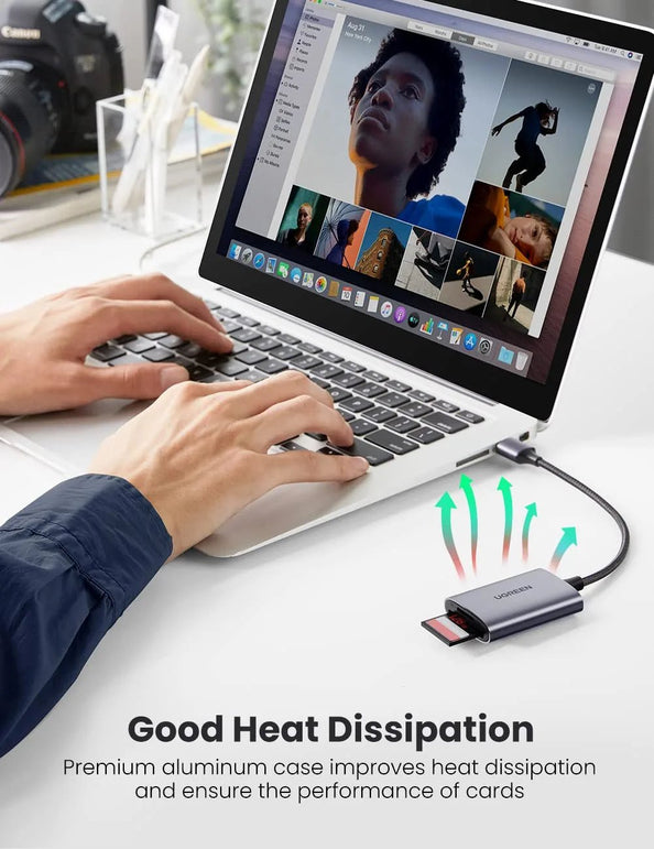 UGREEN USB SD Card Reader USB 3.0 to Micro SD Card Adapter Aluminum Multi 2-In-1 Portable External Memory Card Readers for Camera SD Microsd TF SDHC SDXC UHS-I Mac OS Windows Linux Computer PC Laptop
