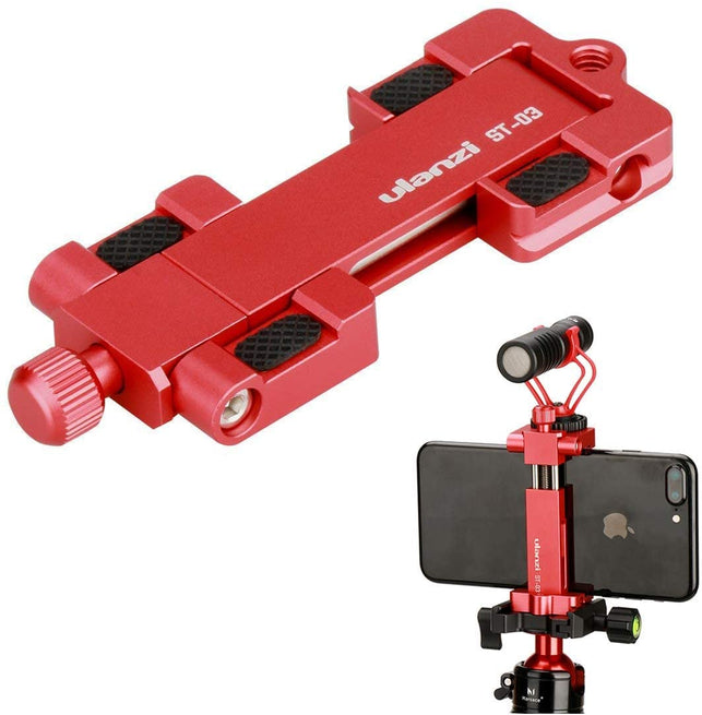 Ulanzi ST-03 Metal Smart Phone Tripod Mount with Cold Shoe Mount and Arca-Style Quick Release Plate for iPhone Xs X 8 7 Plus Samsung Huawei,Cell Phone