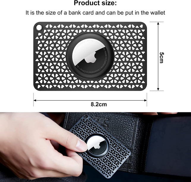 [Ultra Thin] 2 Pack Airtag Card Case for Purse, Handbag, Backpack Wallet, Clutch, Slim Airtag Holder, 0.1 Inch Thickness (Black)