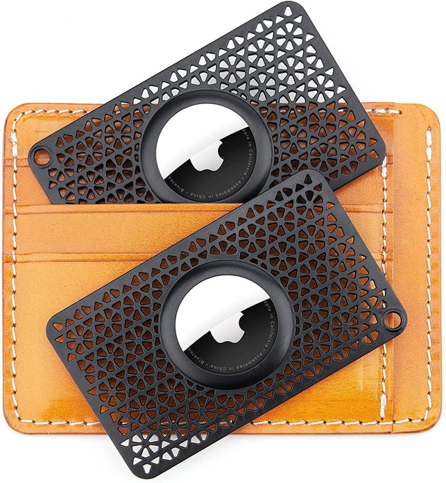 [Ultra Thin] 2 Pack Airtag Card Case for Purse, Handbag, Backpack Wallet, Clutch, Slim Airtag Holder, 0.1 Inch Thickness (Black)