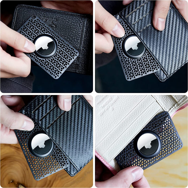 [Ultra Thin] 2 Pack Airtag Card Case for Purse, Handbag, Backpack Wallet, Clutch, Slim Airtag Holder, 0.1 Inch Thickness (Black)