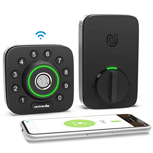 ULTRALOQ U-Bolt Pro BUILT-IN WiFi Smart Lock with Door Sensor, 6-in-1 Keyless Entry Door Lock with Built-in WiFi, Bluetooth, Fingerprint and Keypad, Smart Lock Front Door, ANSI Grade 1 Certified