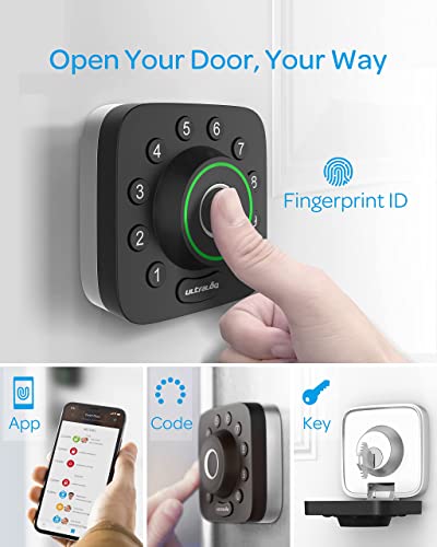 ULTRALOQ U-Bolt Pro BUILT-IN WiFi Smart Lock with Door Sensor, 6-in-1 Keyless Entry Door Lock with Built-in WiFi, Bluetooth, Fingerprint and Keypad, Smart Lock Front Door, ANSI Grade 1 Certified