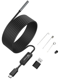 USB Endoscope for OTG Android Phone, Computer, 5.5 Mm Borescope Inspection Snake Camera Waterproof with USB, Type C, 16.4FT Semi-Rigid Cord with 6 LED Lights, Compatible with Windows PC, Macbook