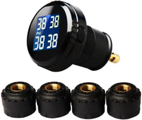 Vesafe Tire Pressure Monitoring System TPMS, Wireless Real-time Cigarette Lighter Plug TPMS CL-201, Tire Pressure and Temperature Gauge with 4 DIY Ext