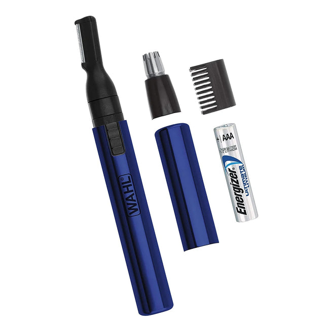 Wahl Lithium Two-In-One Pen Detail Trimmer for Nose, Ear, Neckline, Eyebrow, & Other Detailing - Blue - by the Brand Used by Professionals - Model 5643-200