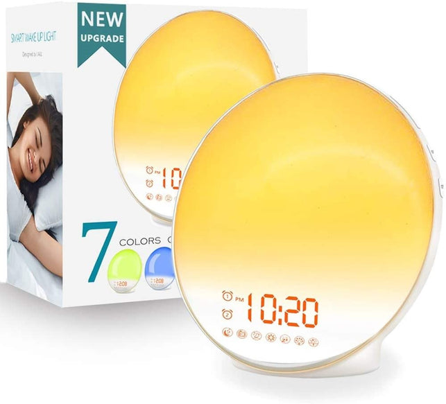 Wake Up Light Sunrise Alarm Clock for Kids, Heavy Sleepers, Bedroom, with Sunrise Simulation, Sleep Aid, Dual Alarms, FM Radio, Snooze, Nightlight, Da