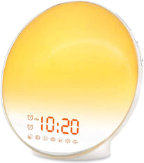 Wake Up Light Sunrise Alarm Clock for Kids, Heavy Sleepers, Bedroom, with Sunrise Simulation, Sleep Aid, Dual Alarms, FM Radio, Snooze, Nightlight, Da