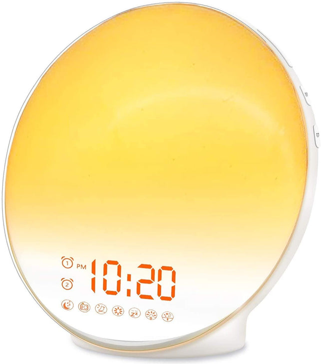 Wake Up Light Sunrise Alarm Clock for Kids, Heavy Sleepers, Bedroom, with Sunrise Simulation, Sleep Aid, Dual Alarms, FM Radio, Snooze, Nightlight, Da