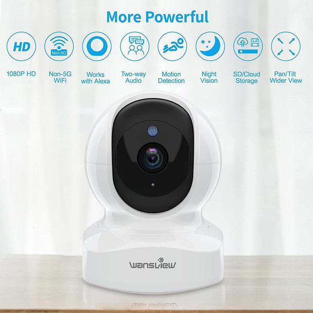 Wansview Home Security Camera, Baby Camera,1080P HD wansview Wireless WiFi Camera for Pet/Nanny, Motion Alerts, 2 Way Audio, Night Vision, Compatible