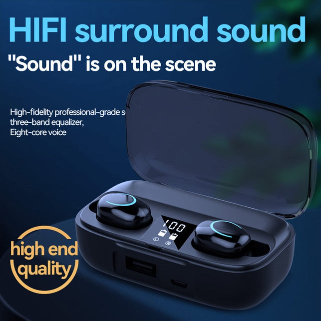 Wireless Earbuds Headphones Bluetooth 5.2 Ear Buds with Mic Smart Noise Reduction LED Display Fast Charging Case Touch Control Bluetooth Earphones in Ear Earbuds Wireless Earphone, for Sport and Work