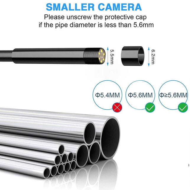 Wireless Endoscope, NIDAGE 5.5Mm 2MP Wifi Borescope 1080P HD Semi-Rigid Snake Camera for Iphone Android, Tablet, Motor Engine Sewer Pipe Vehicle Inspection Camera(11.5Ft)