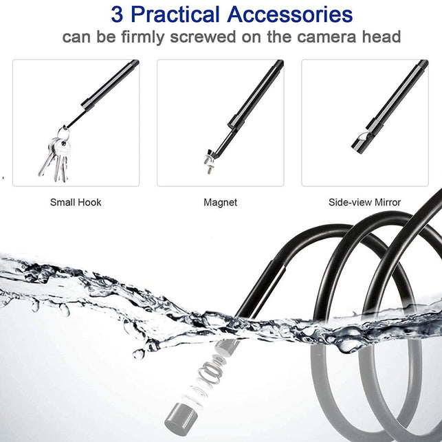 Wireless Endoscope, NIDAGE 5.5Mm 2MP Wifi Borescope 1080P HD Semi-Rigid Snake Camera for Iphone Android, Tablet, Motor Engine Sewer Pipe Vehicle Inspection Camera(11.5Ft)