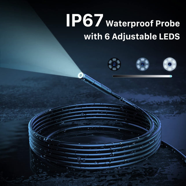 Wireless Endoscope, Wi-Fi Industrial Borescope with 6 LED Lights, 7.9Mm 3 in 1 USB Snake Camera, Waterproof IP67 Inspection Camera for OTG Android, Iphone (10Ft, Type-C, Micro, Lightning)